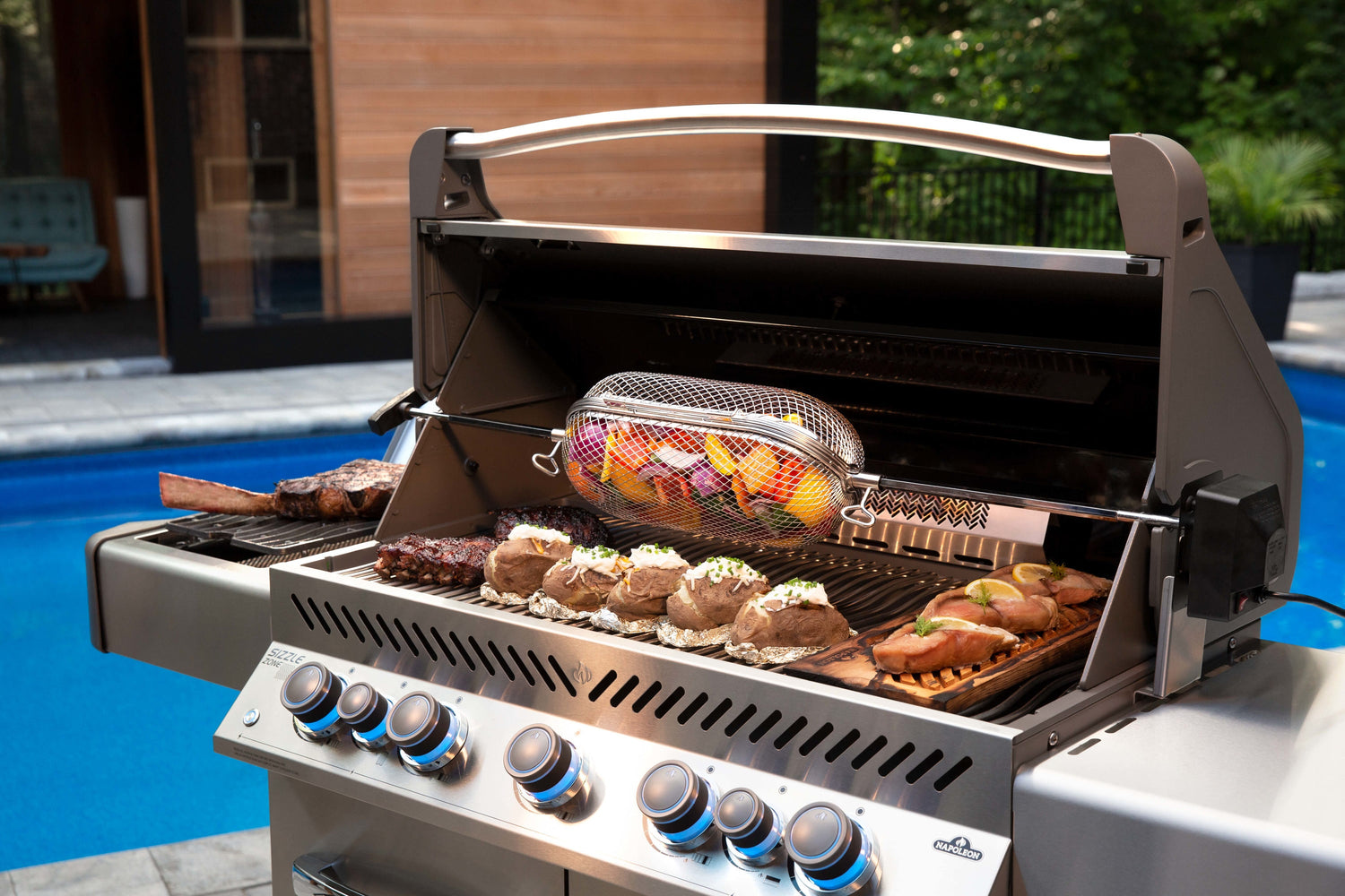 outdoor cooking with backyard grill